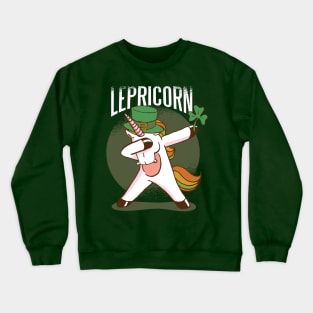 St Patricks Day Girls Dabbing Unicorn Leprechaun Lepricorn Crewneck Sweatshirt